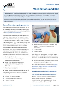 Vaccinations and IBD